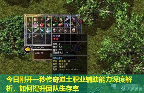 今日刚开一秒传奇道士职业辅助能力深度解析，如何提升团队生存率